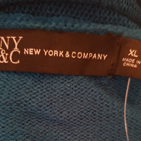 NWT NY&CO Teal Cowl-Neck Zip Cardigan - Picture 6 of 6